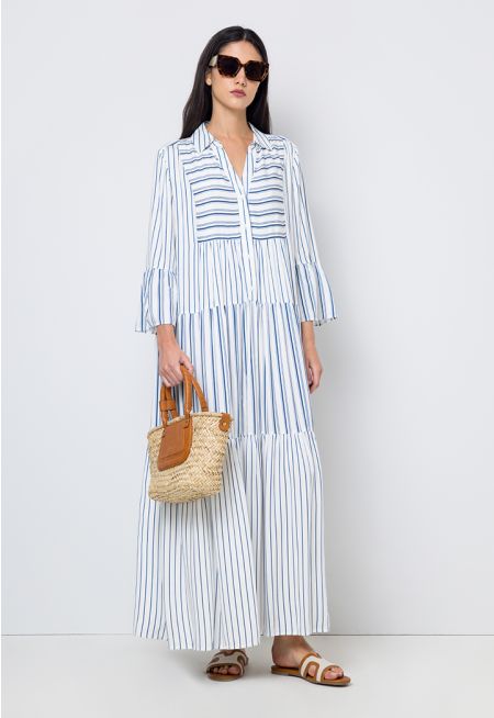 Striped Tiered Oversized Maxi Dress