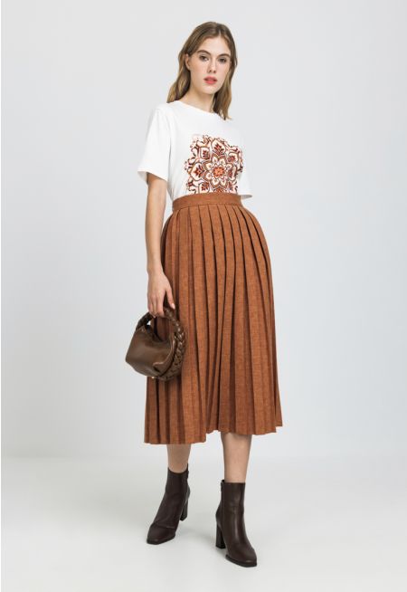 Box Pleated Solid Maxi Skirt
