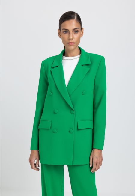 Double Breasted Notched Collar Blazer