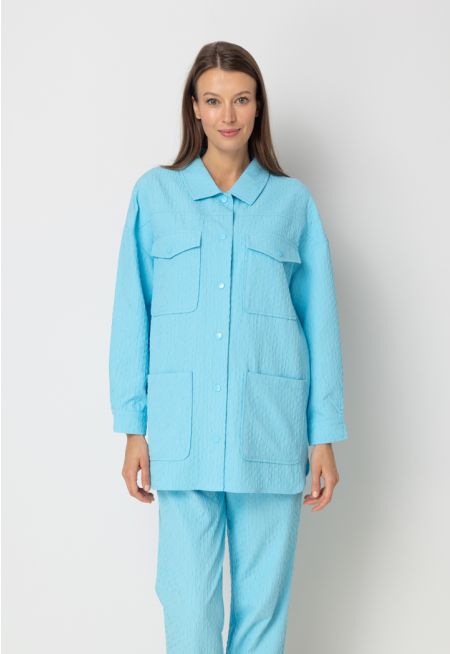 Solid Textured Patch Pocket Shirt