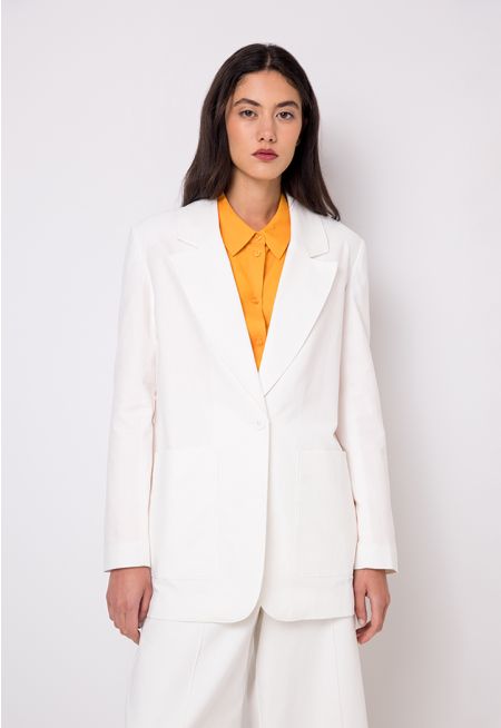 Solid Notched Collar Single Breasted Blazer