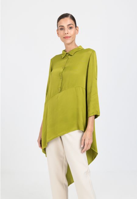 Asymmetrical Solid Tunic Blouse