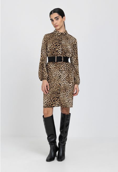 Leopard Printed Modern Midi Dress
