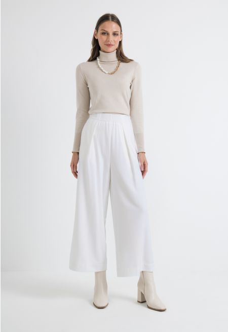 Wide Leg Solid Elasticated Waist Trouser