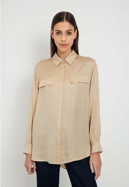 Monogram Print Loose Fit Shirt