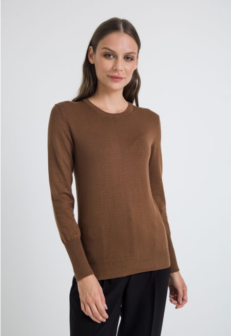 Solid Knitted Long Sleeve Top