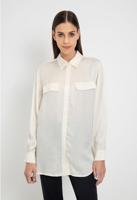 Monogram Print Loose Fit Shirt