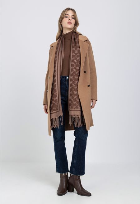 Solid Wool Double Breasted Coat