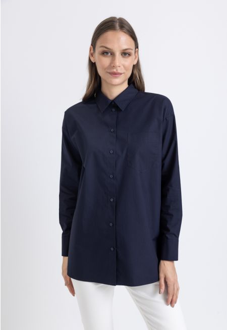 Drop Shoulder Oversized Solid Shirt