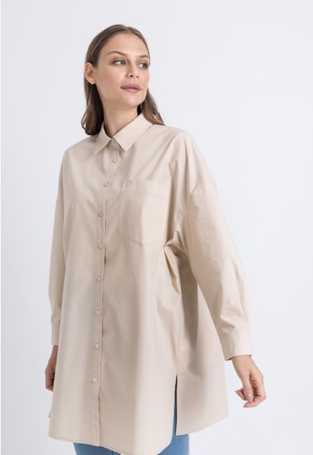 Oversized Drop Shoulder Solid Shirt