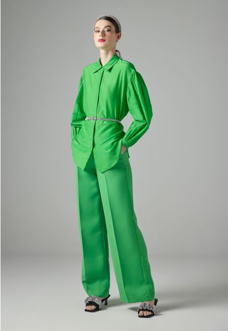 High-Waist Solid Wide Legs Trousers