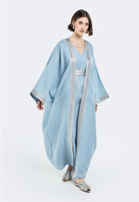 Abaya and Sleeveless Dress Set (2PCS)