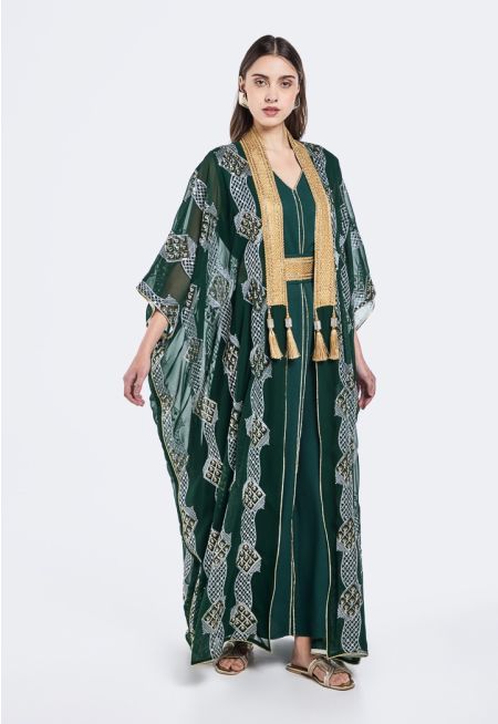 Abaya and Sleeveless Dress Set (2PCS)-Ramadan Style