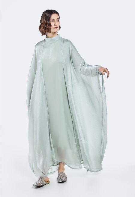 Crystal Embellished Abaya And Dress Set (2PCS) -Ramadan Style