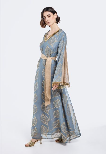 Embroidered Belted Maxi Dress- Rmadan Style