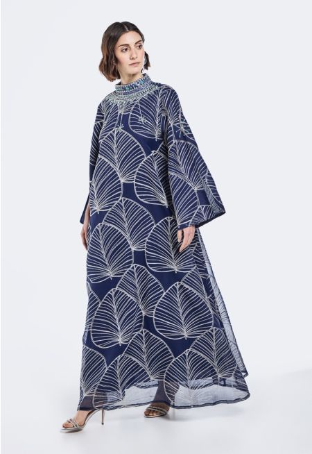 Embroidered Crystal Embellished Dress- Ramadan Style