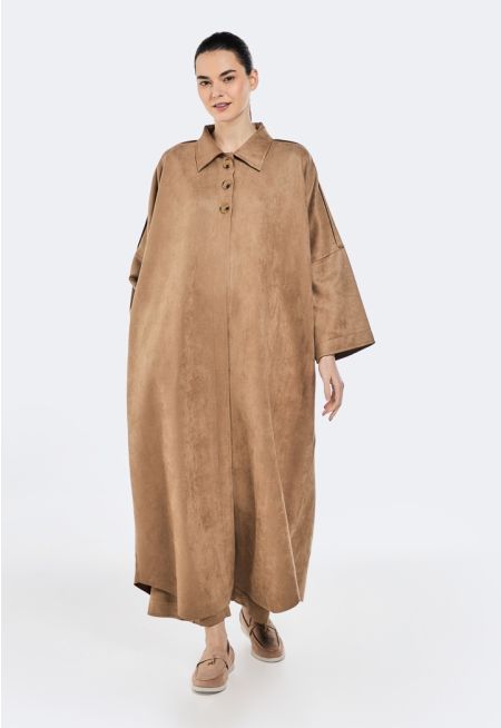 طقم عباية وبنطال سويد (قطعتين)