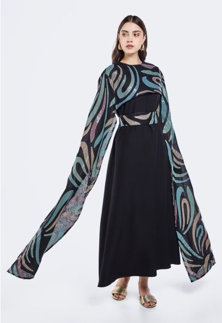 Sequins Kaftan With Cape Set (2PCS)