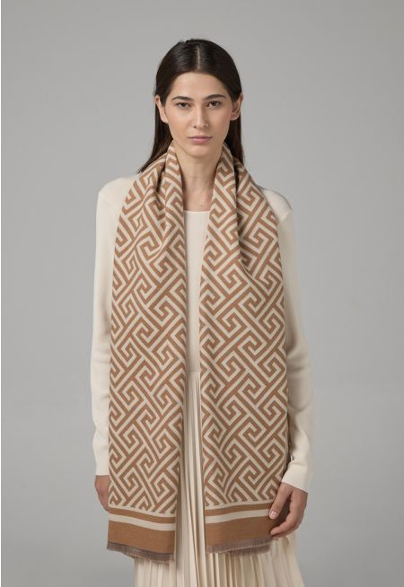 Greek Key Pattern Pashmina Scarf