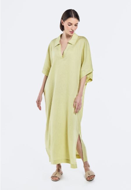 Continuous Short Sleeves Linen Dress