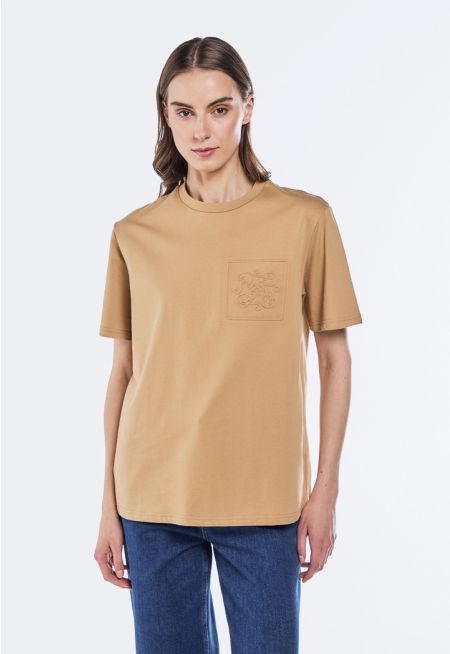 Embossed Monogram Solid T-Shirt