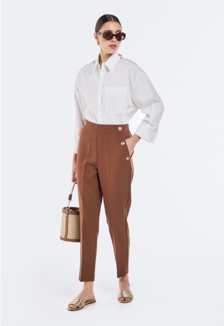 Gold Buttons Embellished Trousers