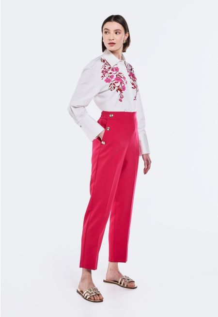 Gold Buttons Embellished Trousers