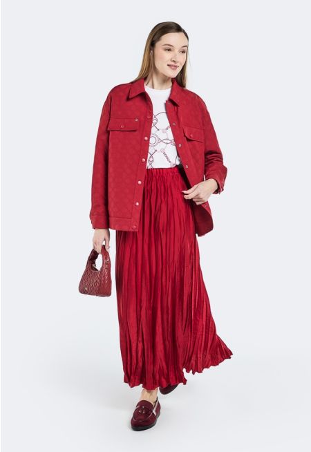 Crinkled Pleated Maxi Skirt