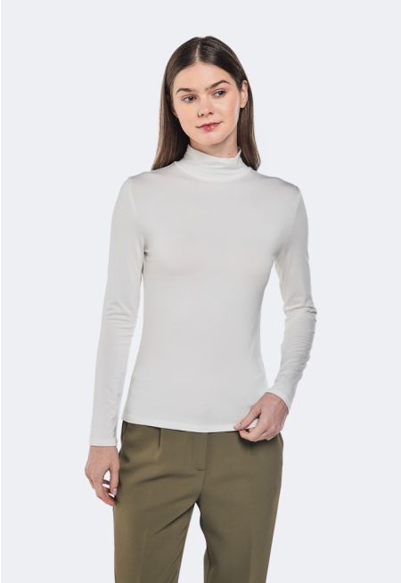High Neck Long Sleeve Basic Top