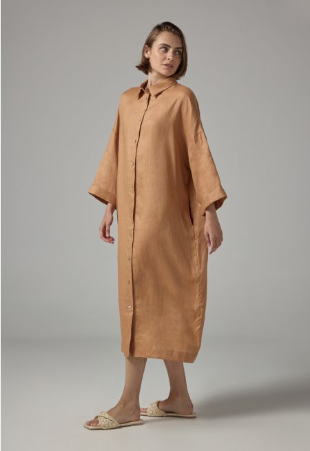Drop Shoulder Basic Shirt Dress 
