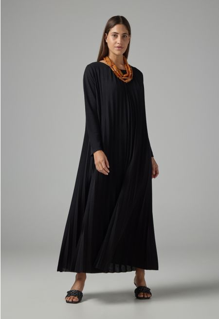 Long Sleeve Pleated Maxi Dress