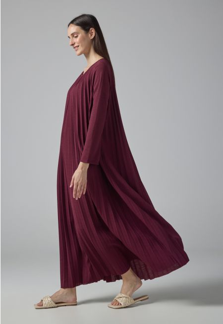 Long Sleeve Pleated Maxi Dress