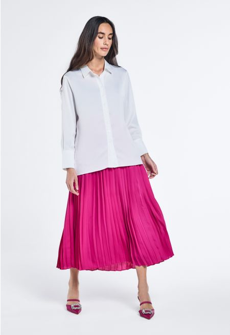 All Over Pleated Solid Skirt