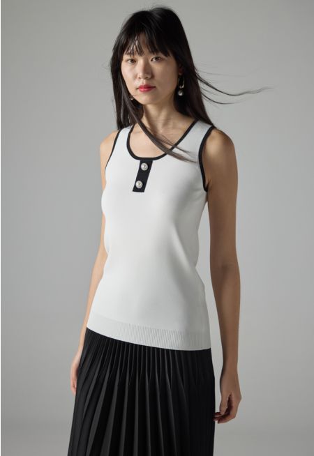 Contrast knitted Sleeveless Top