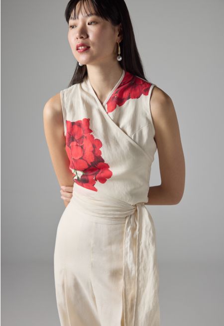 Floral Print Sleeveless Vest - Ramadan Style