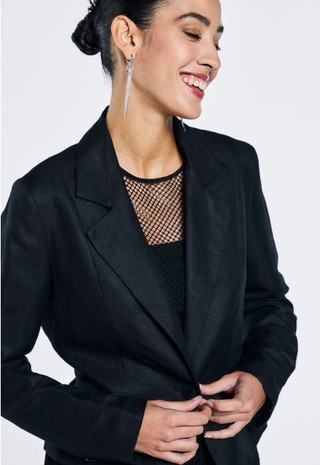 Notched Collar Single Breasted Blazer