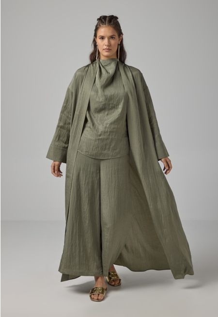 Solid Crinkled Maxi Abaya