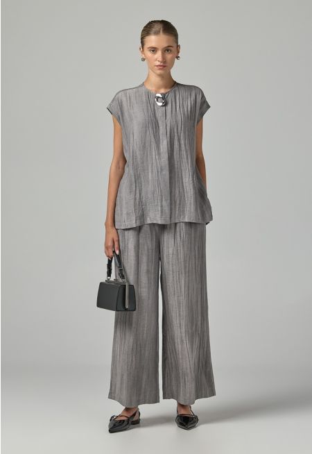 Crinkled Straight Cut Trousers 