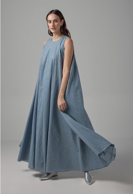 Sequin Embellished Belted Maxi Dress - Ramadan Style