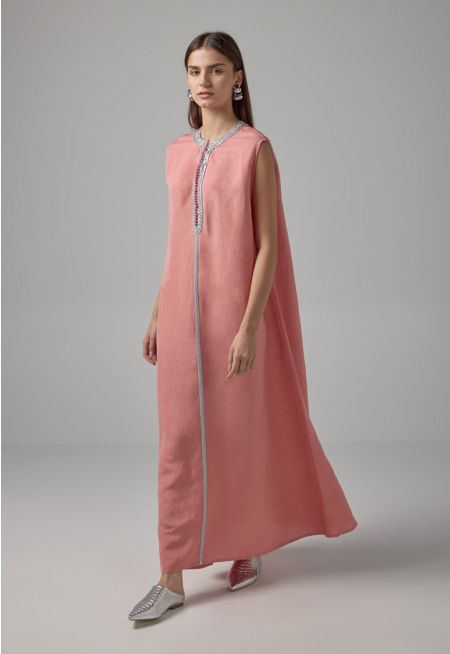 Sleeveless Flared Lurex Kaftan Dress - Ramadan Style
