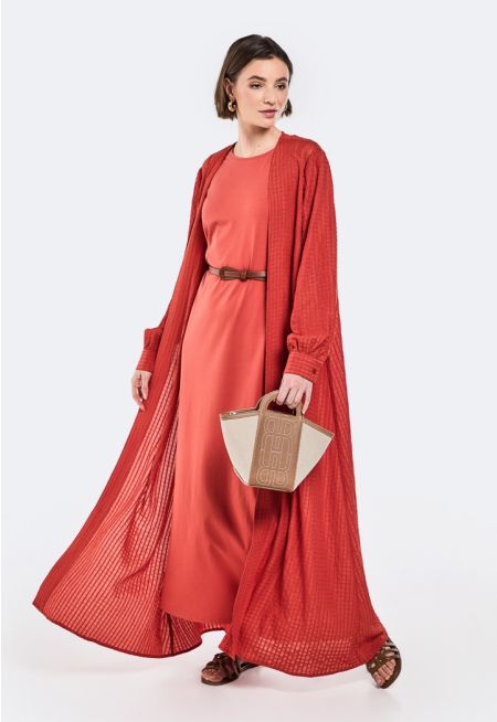 Textured Belted Abaya