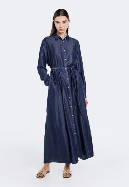 Belted Tencel Shirt Dress