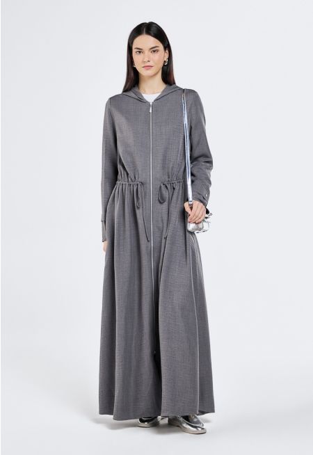 Zip Up Drawstring Abaya