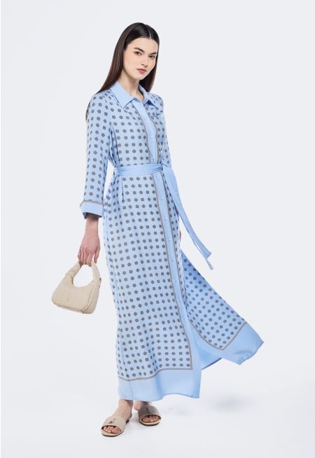 Printed Belted Shirt Dress