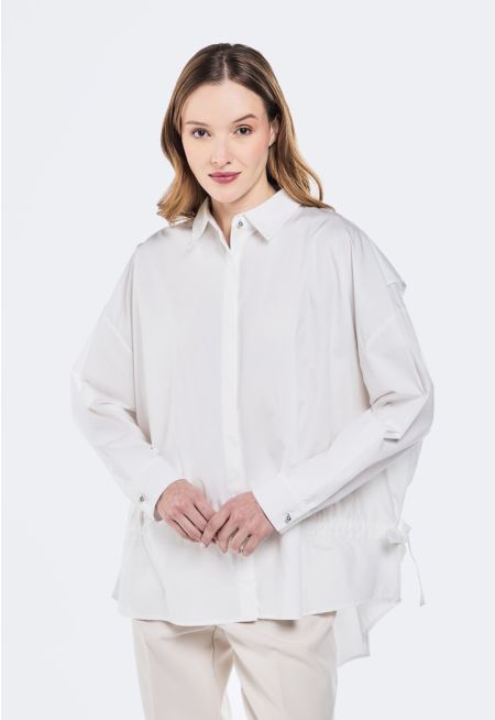 Double Layer Drawstring Waist Shirt