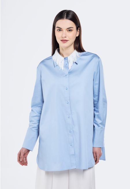 Fringed-Collar Shirt