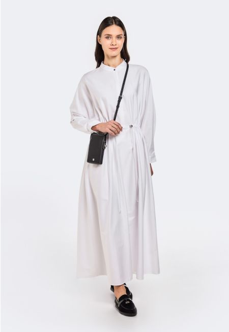 Solid Drawstring Waist Dress