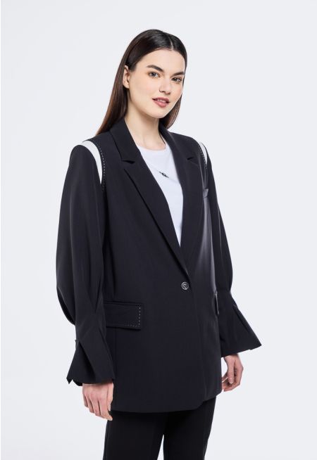 Stitch Embellished Padded Blazer