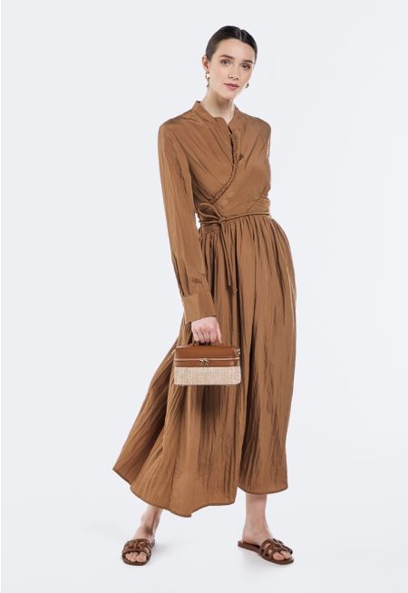 Elastic Waist Crinkled Dress