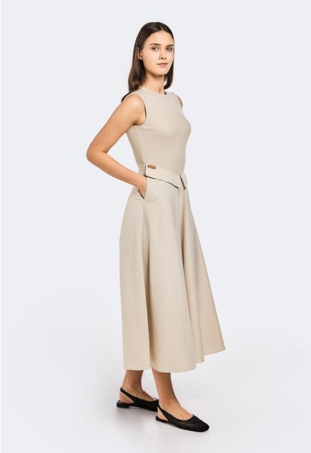 Knitted Bodice Woven Skirt Dress